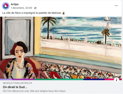 Visuel de campagne ARTIPS sur Matisse à Nice
